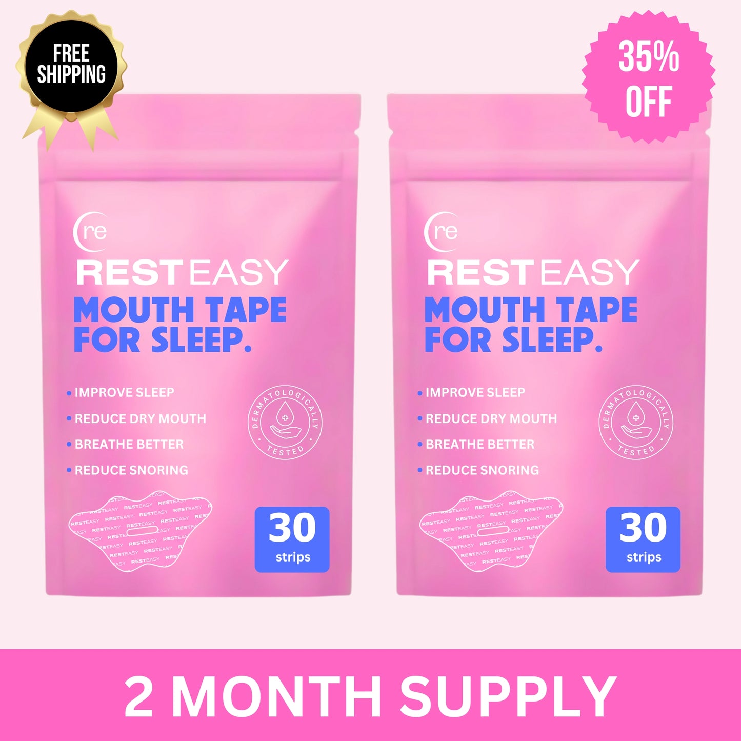 Rest Easy Mouth Tape (Pink Edition) One Month Supply