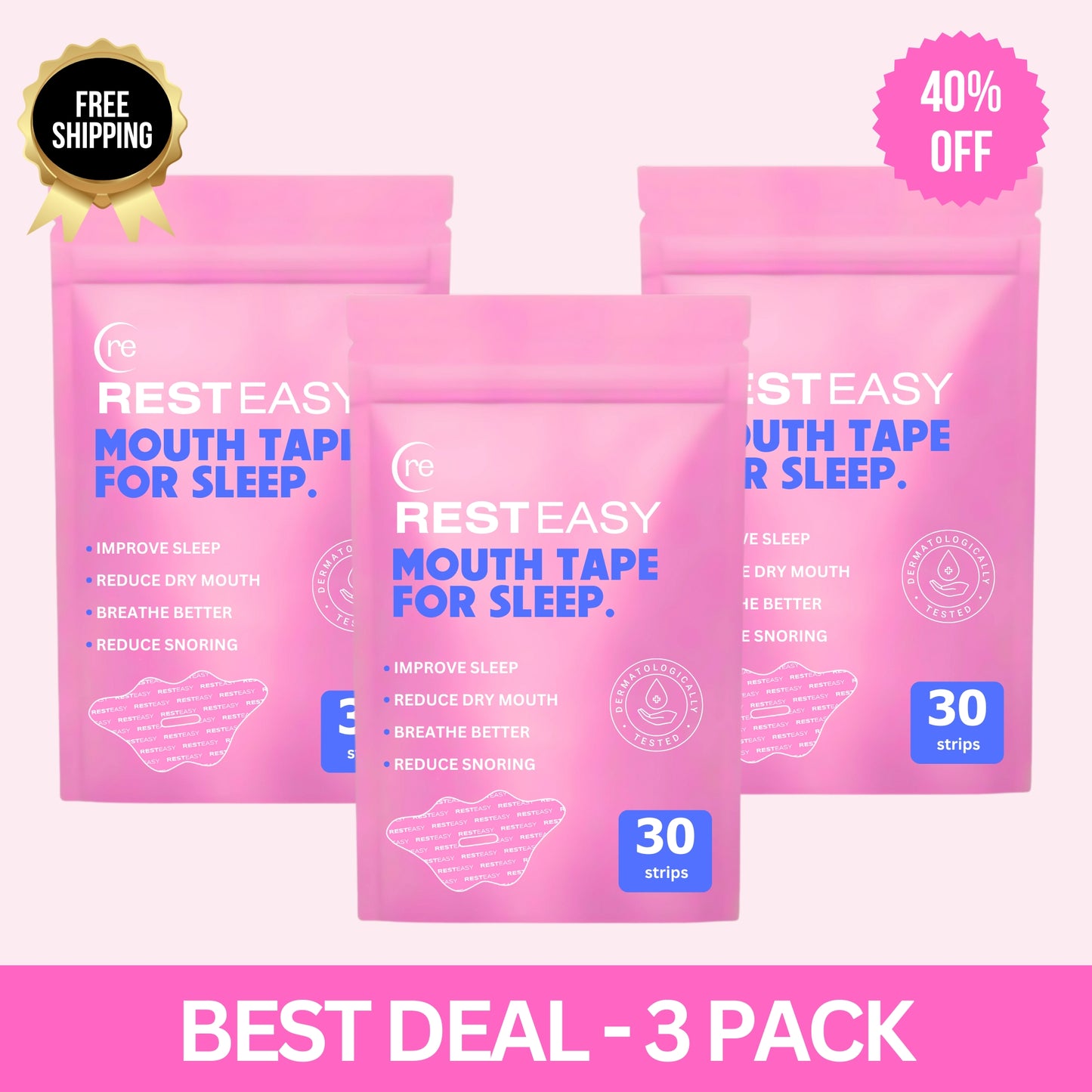 Rest Easy Mouth Tape (Pink Edition) One Month Supply